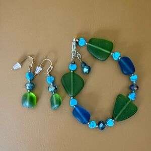 Elegant Green and Blue Jewelry Set